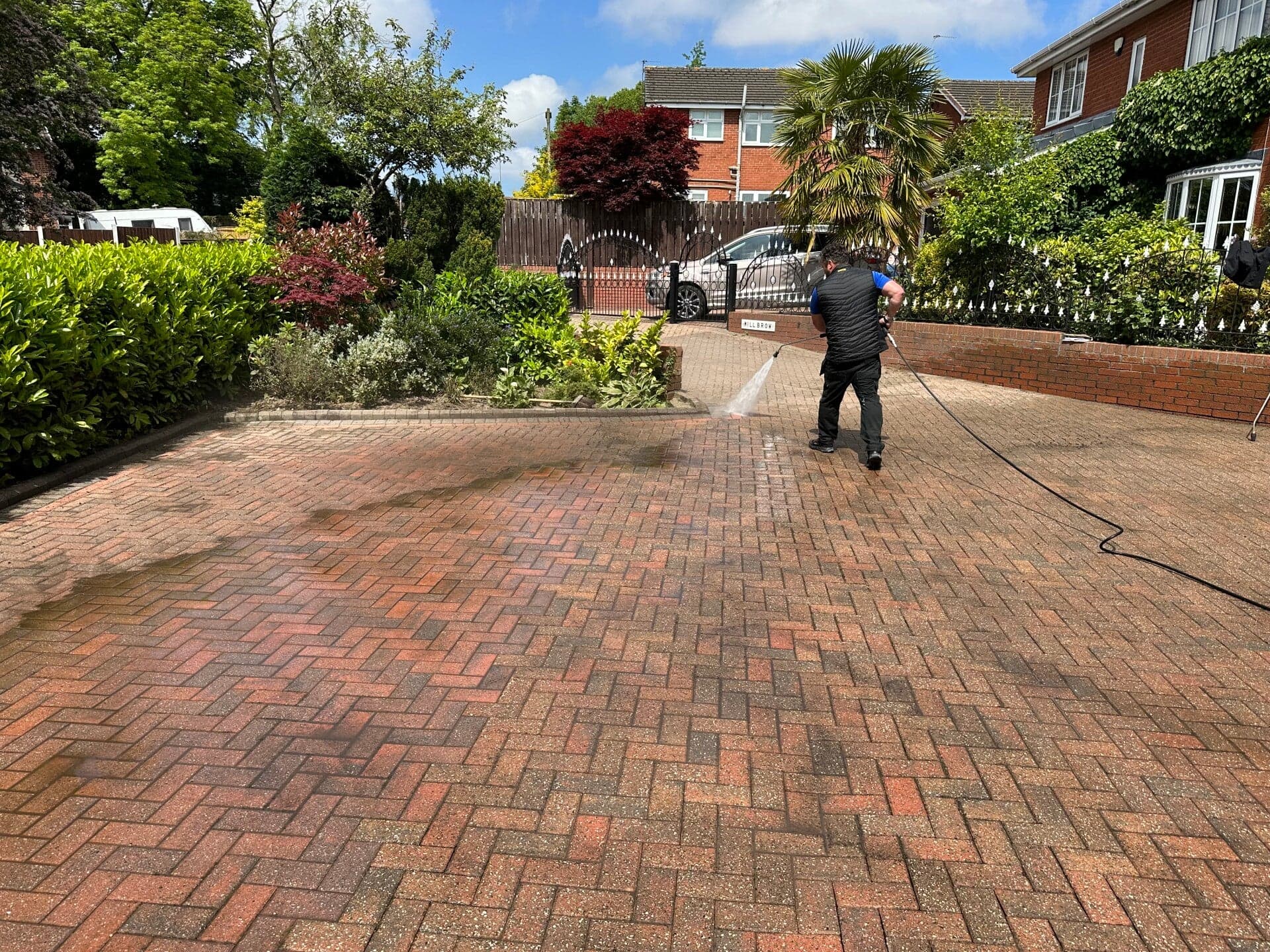 Clean patio after treatment